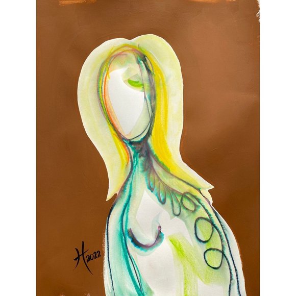 1960’s Housewife - Original Art Handmade Mixed Media Artwork 11"x14" Frame Ready